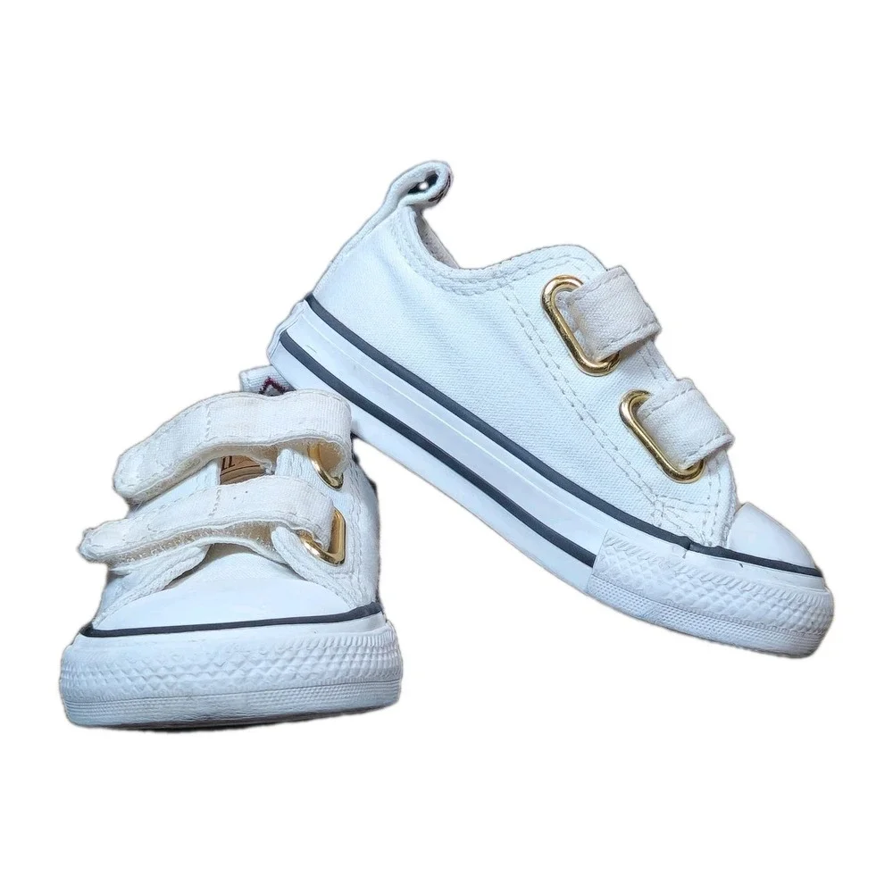 Converse Toddler Ivory Low Top Sneakers With Hearts Size 5c - Picture 4 of 10